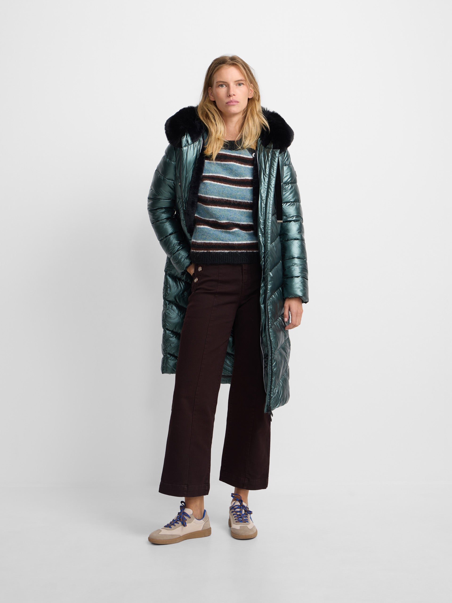 Parka longue matelassée verte