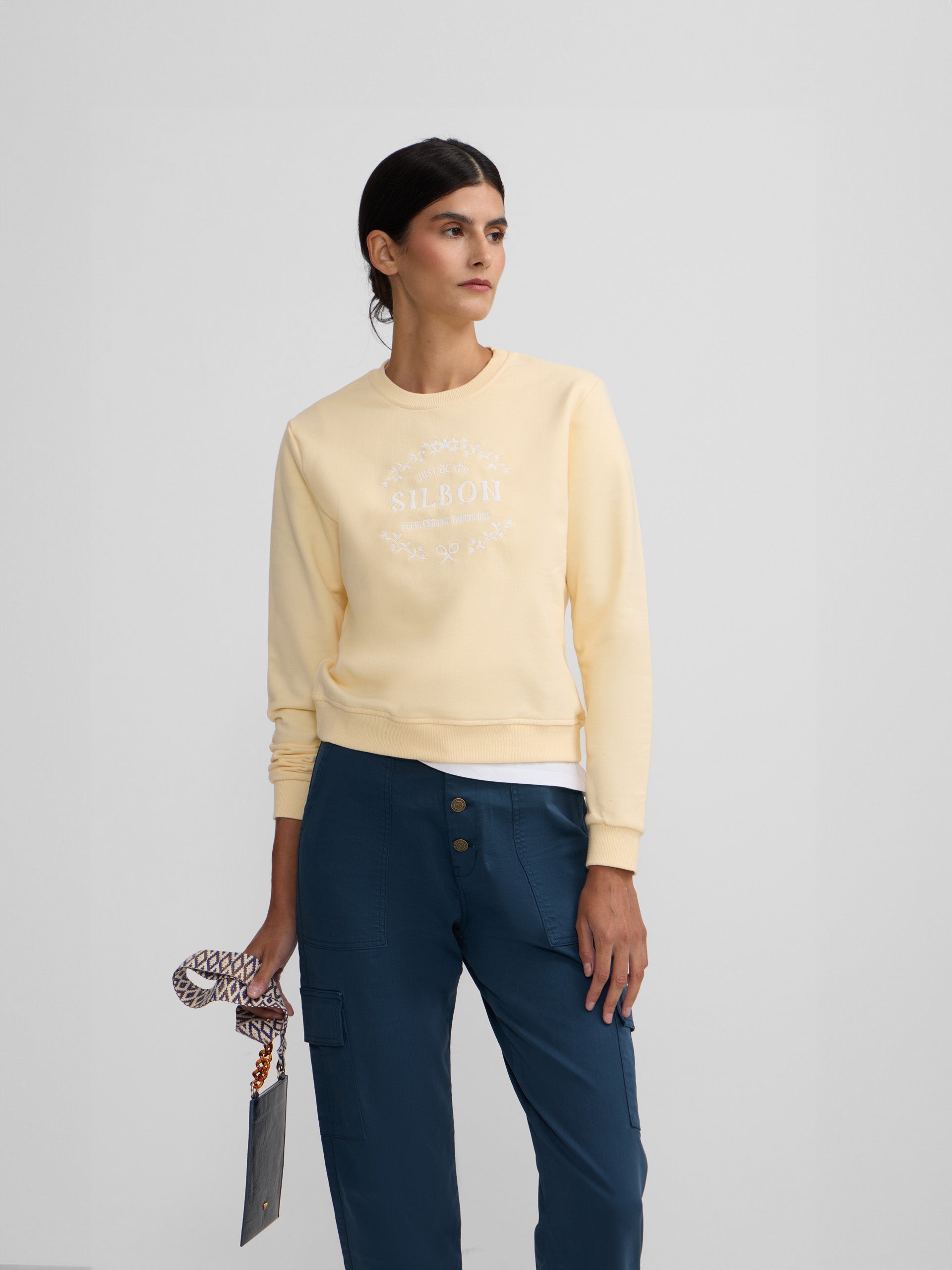 Sweatshirt mulher Silbon Be You amarela
