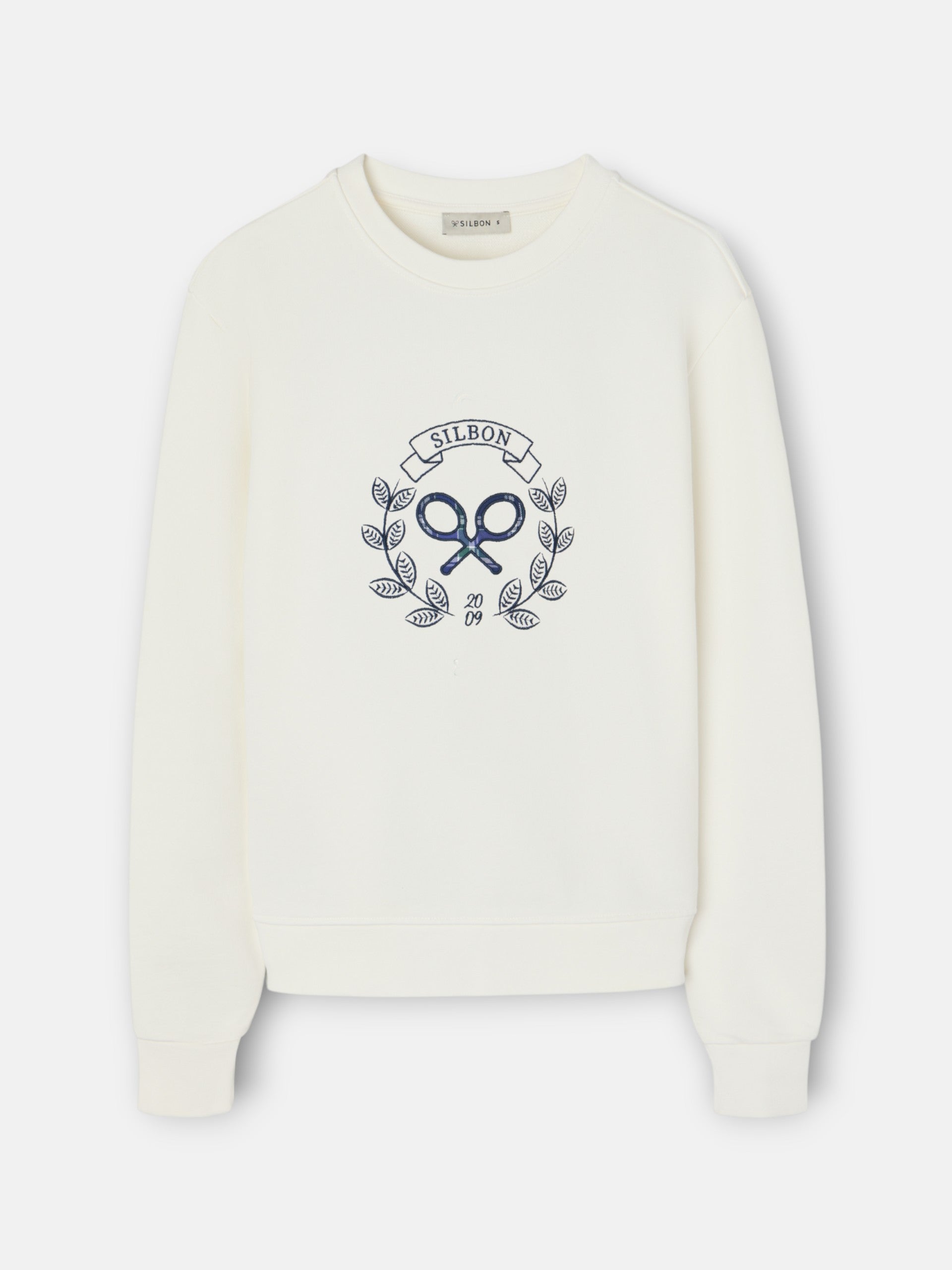 Sweatshirt mulher raquete xadrez cru