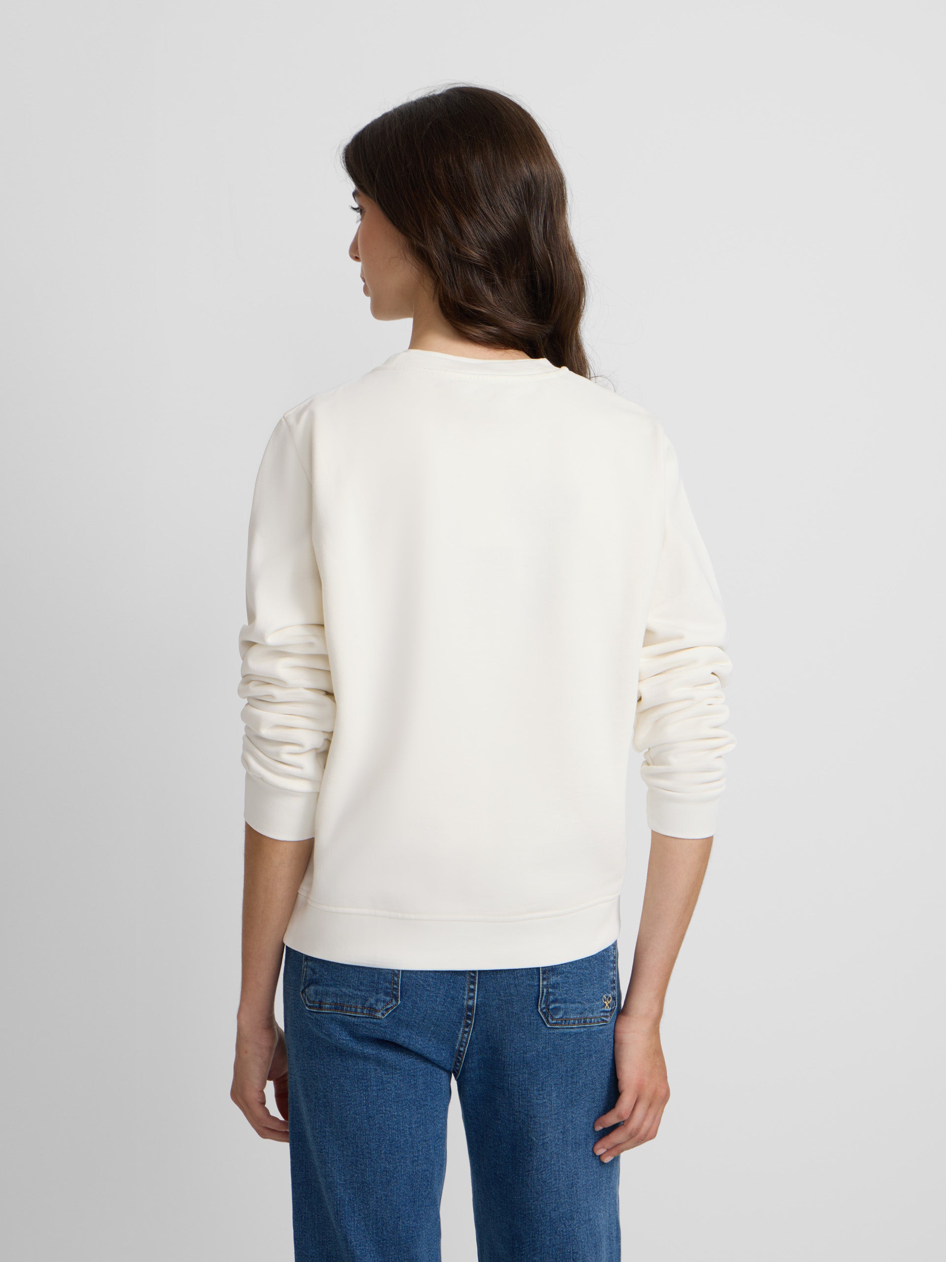 Sweatshirt mulher raquete xadrez cru