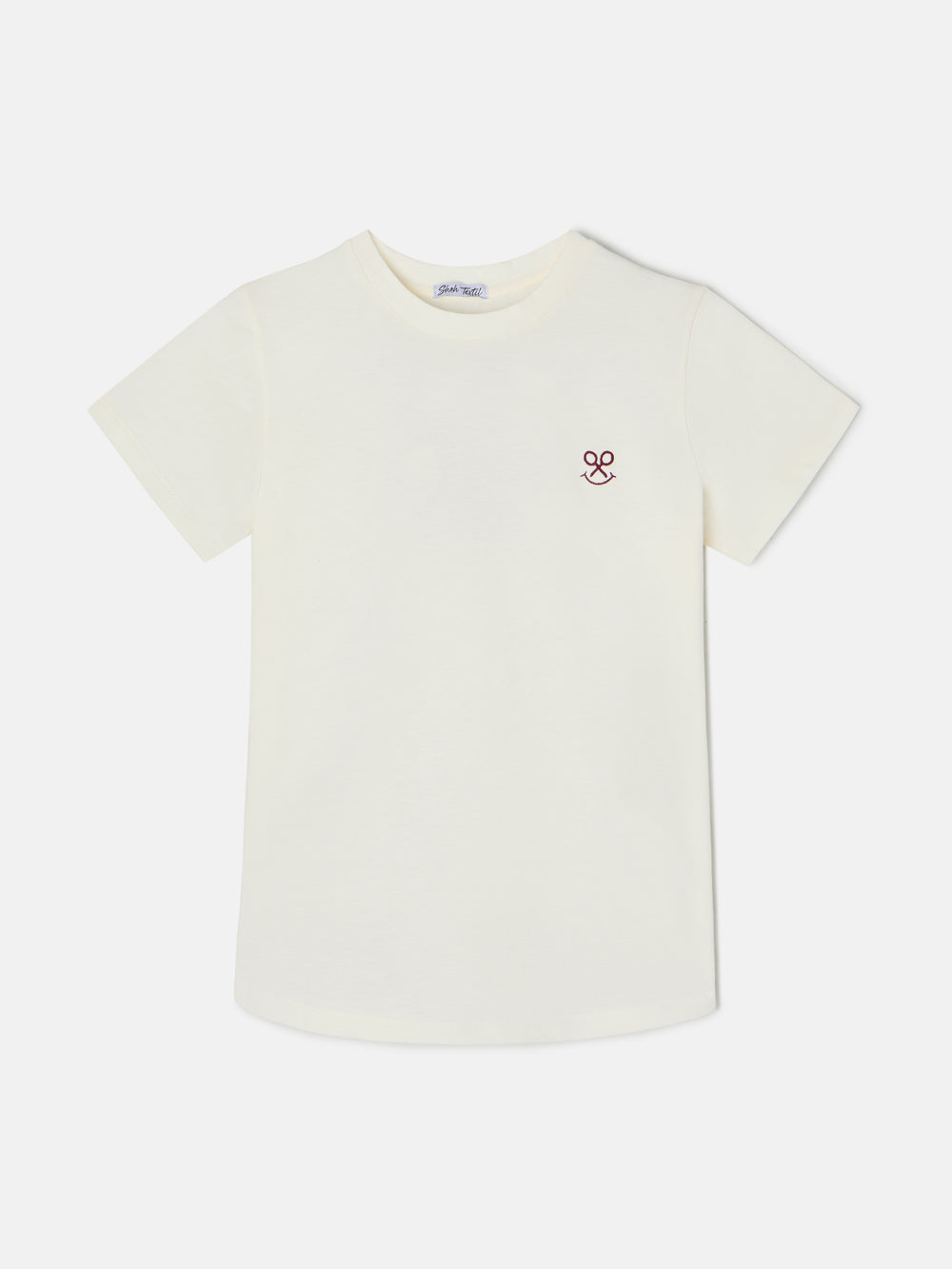 T-shirt mulher letras smile branca