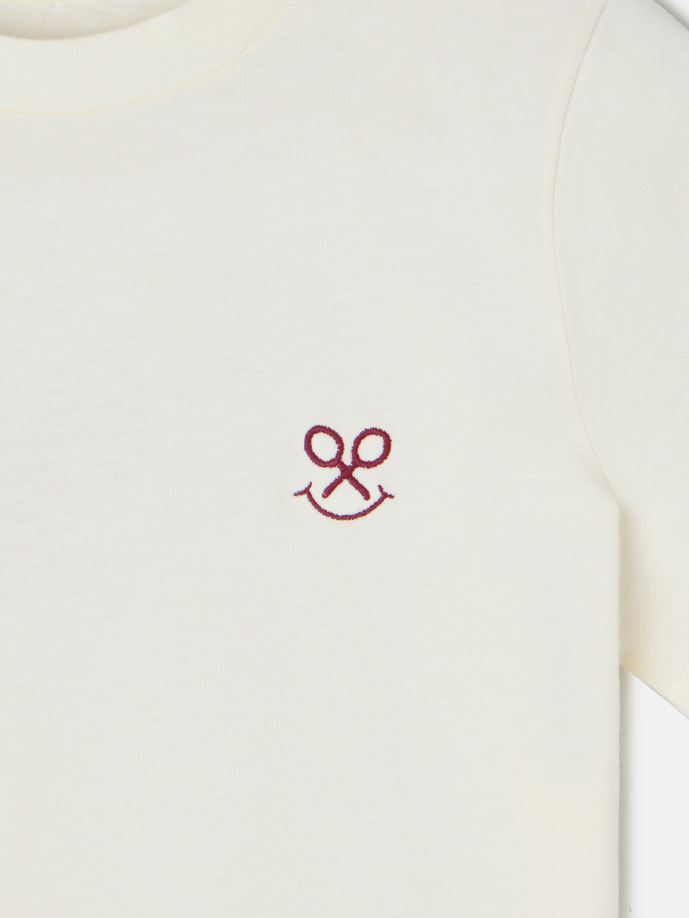 T-shirt mulher letras smile branca