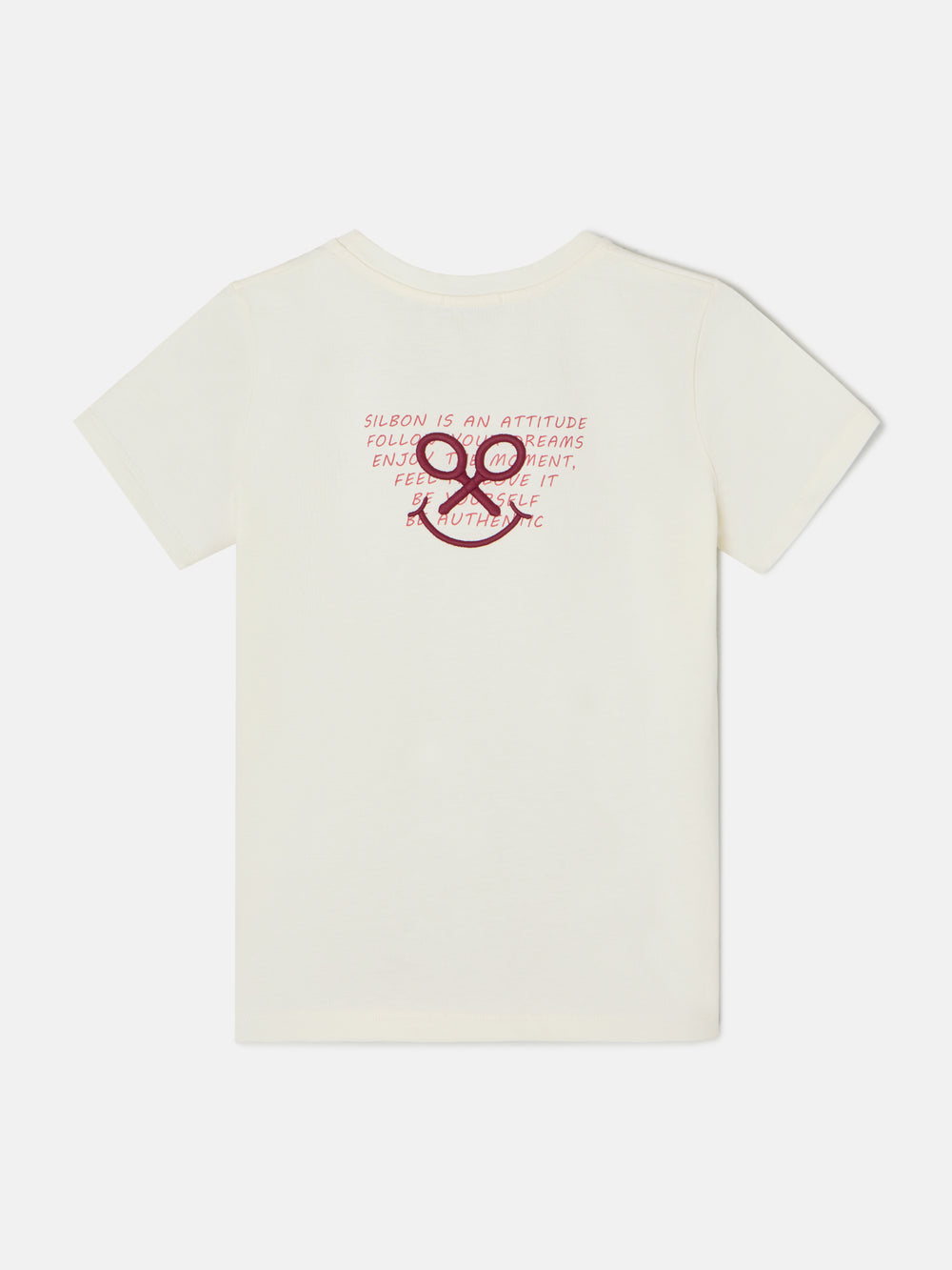 T-shirt mulher letras smile branca