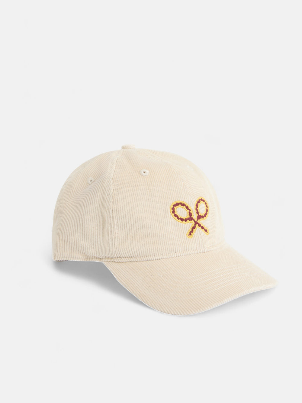 Women's cap with raw corduroy racket