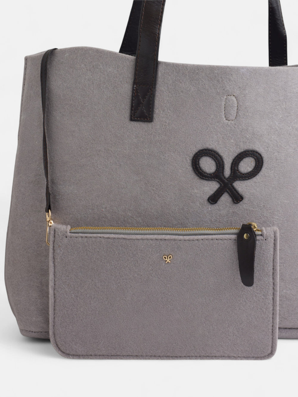 Bolso fieltro raqueta gris