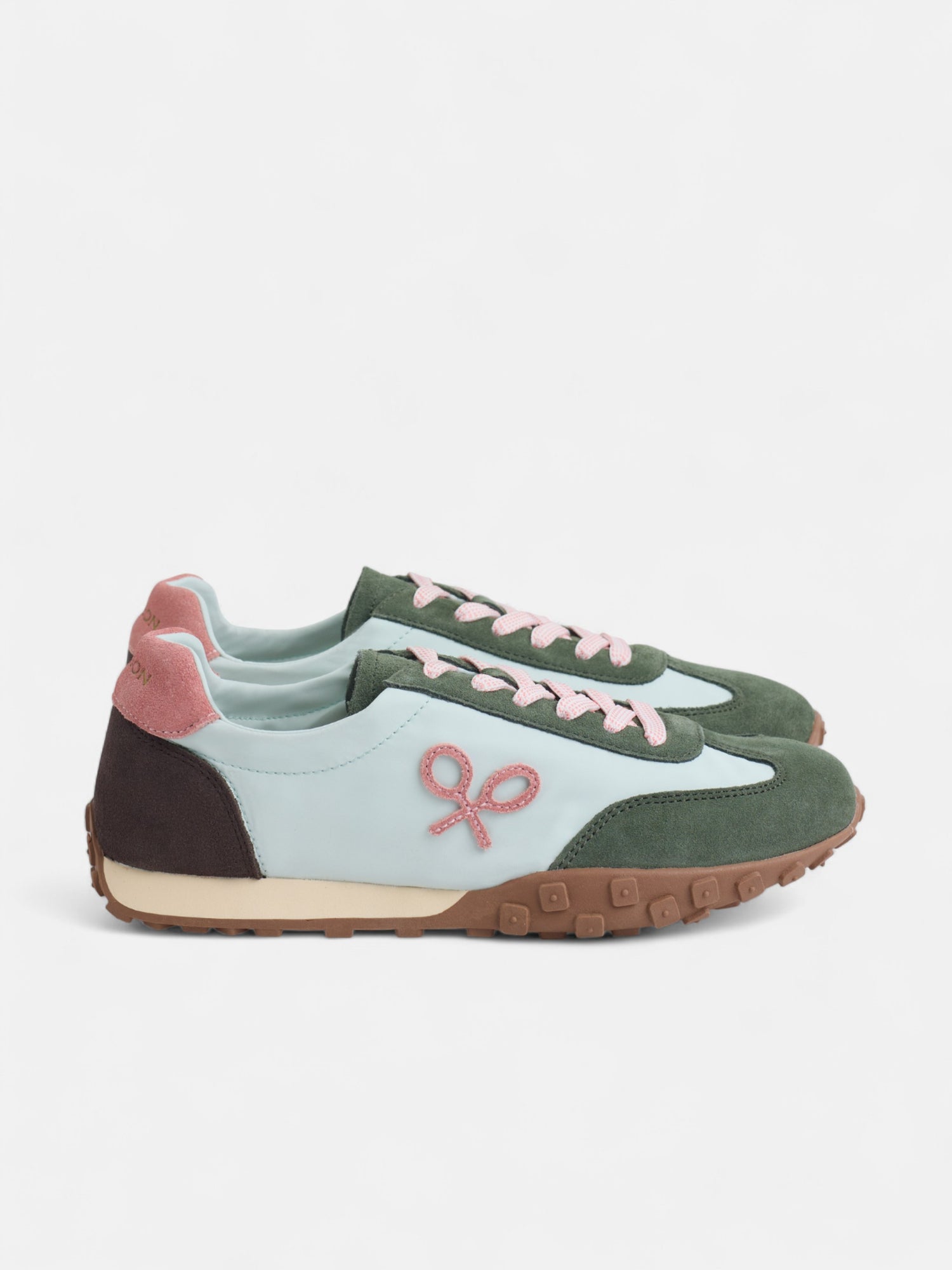 Zapatilla running rosa y verde