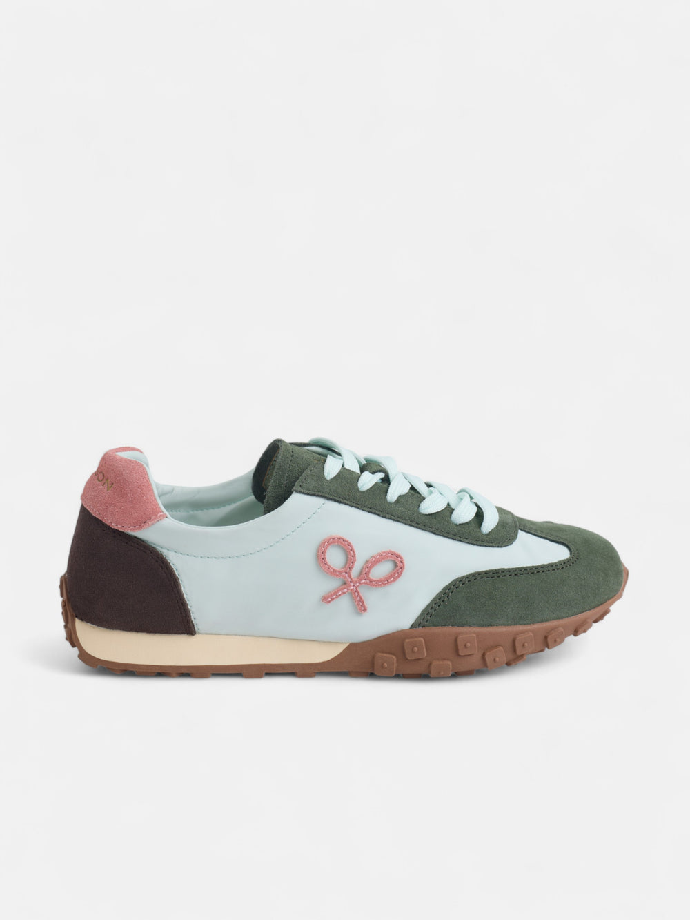 Chaussure de course rose et verte