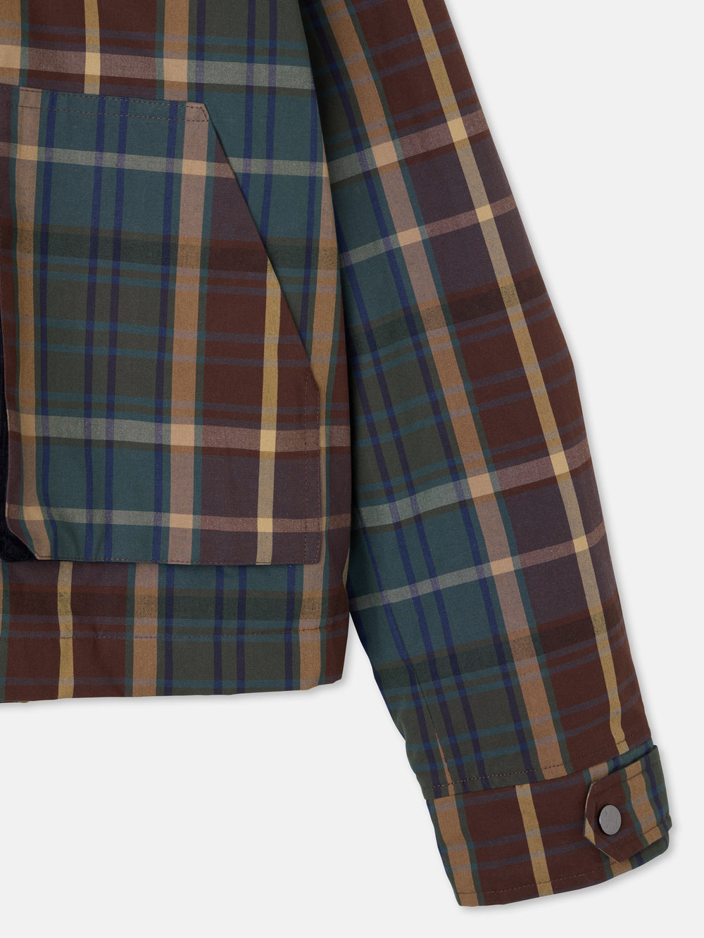 Chaqueta encerada borrego cuadros verdes