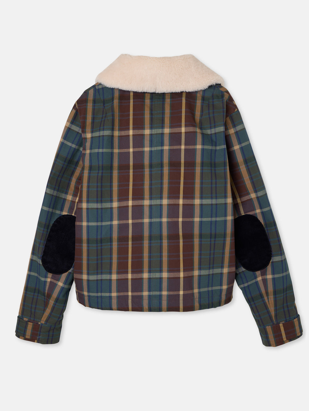 Chaqueta encerada borrego cuadros verdes