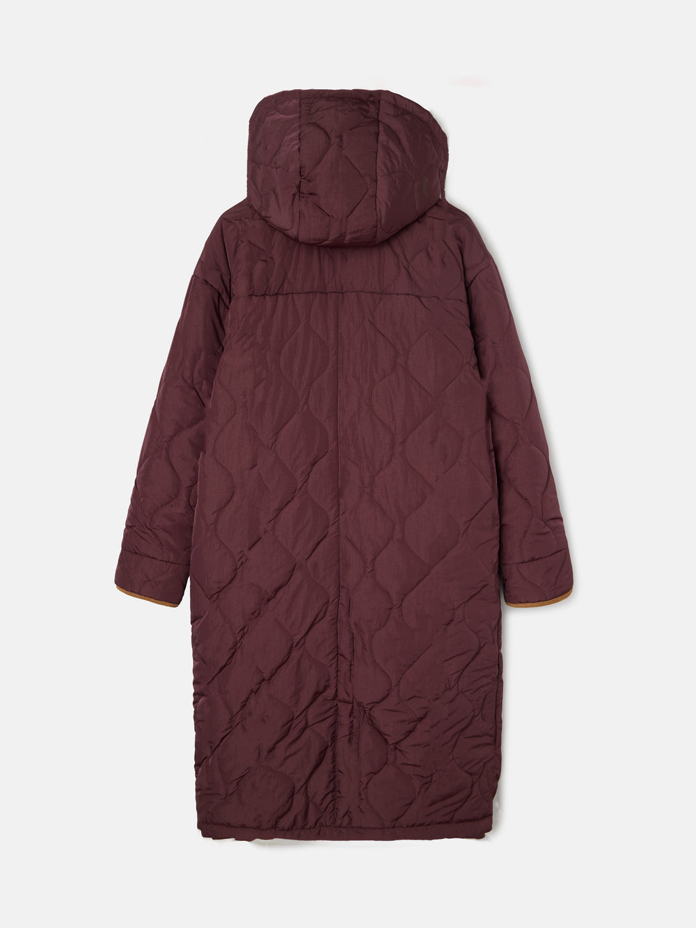 Parka larga acolchada detalles pana burdeos