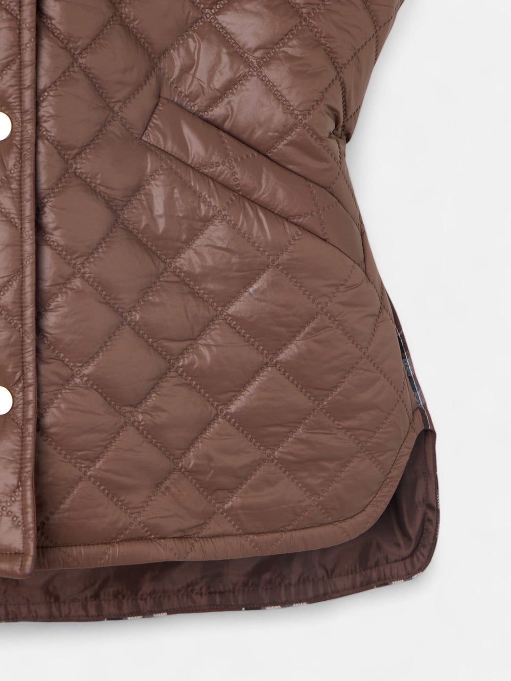 Brown combined fabric padded vest