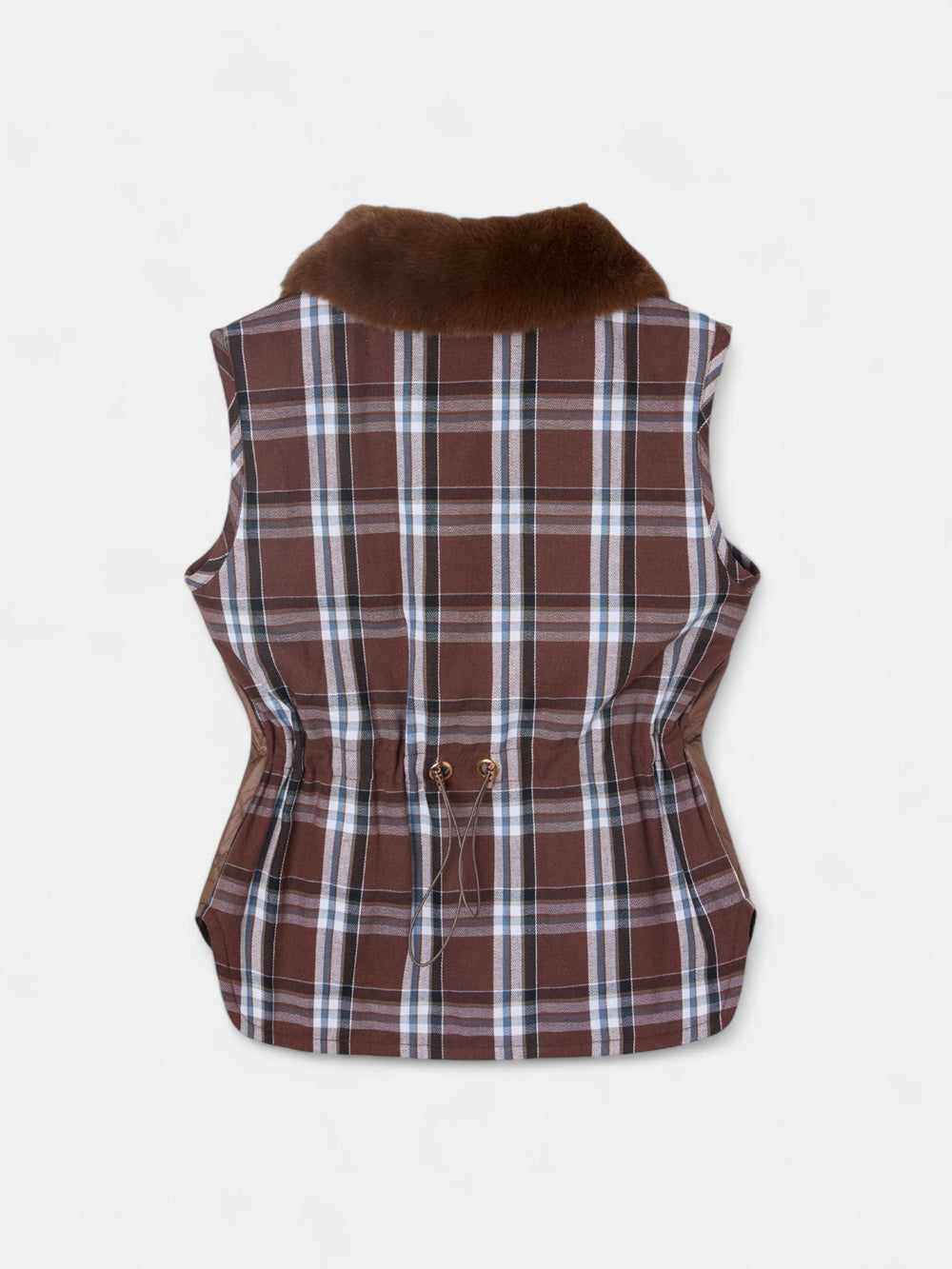 Brown combined fabric padded vest