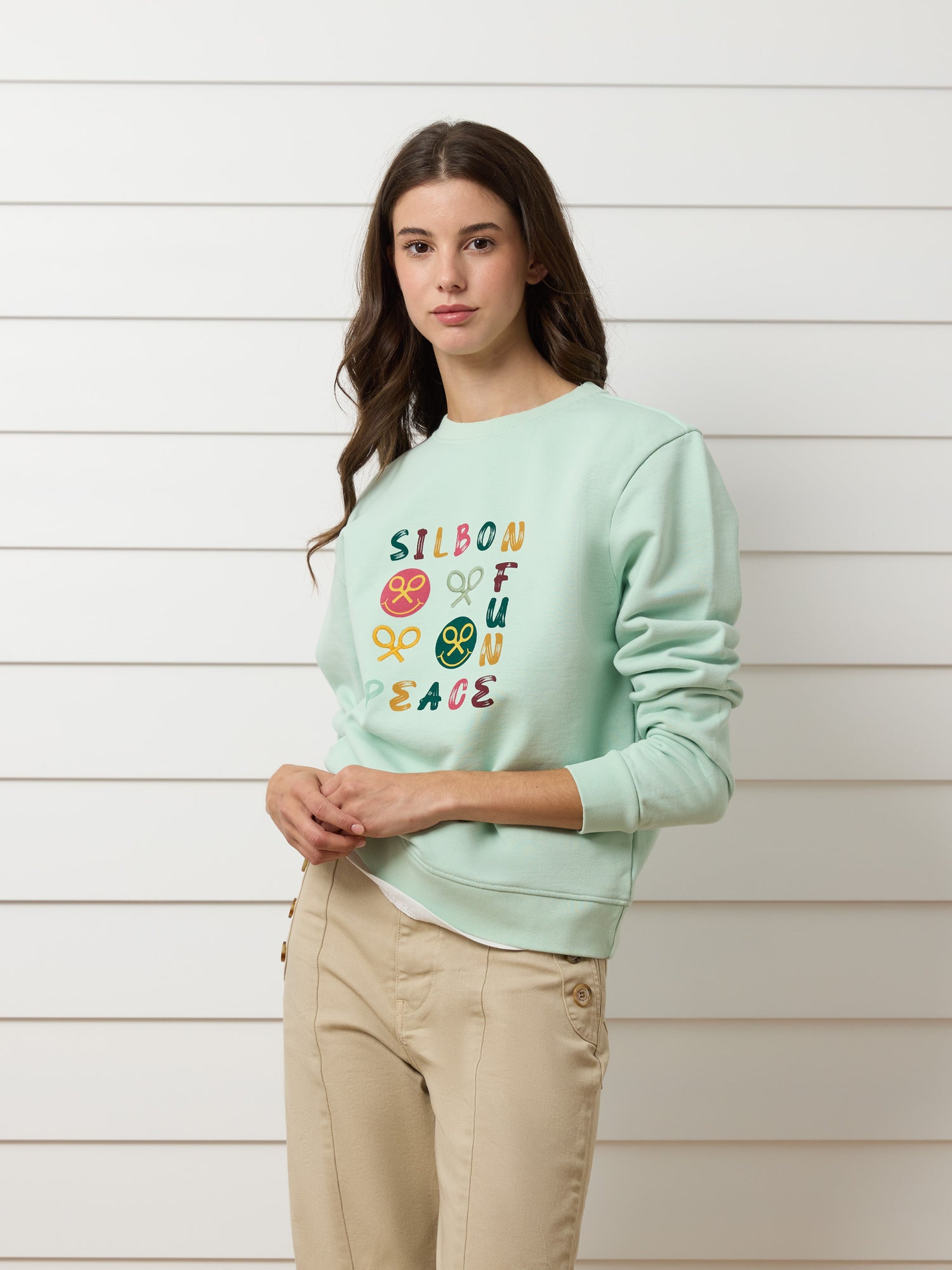 Sudadera woman fun and peace verde