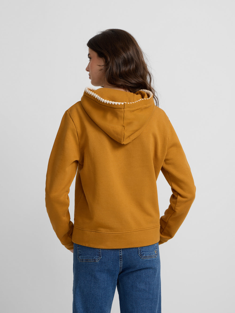 Sweat à capuche femme raquette pessements camel