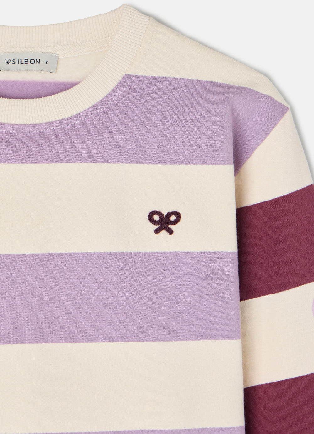 Women's sweatshirt with purple silbon stripes