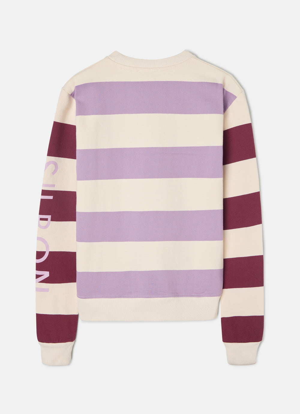 Women's sweatshirt with purple silbon stripes