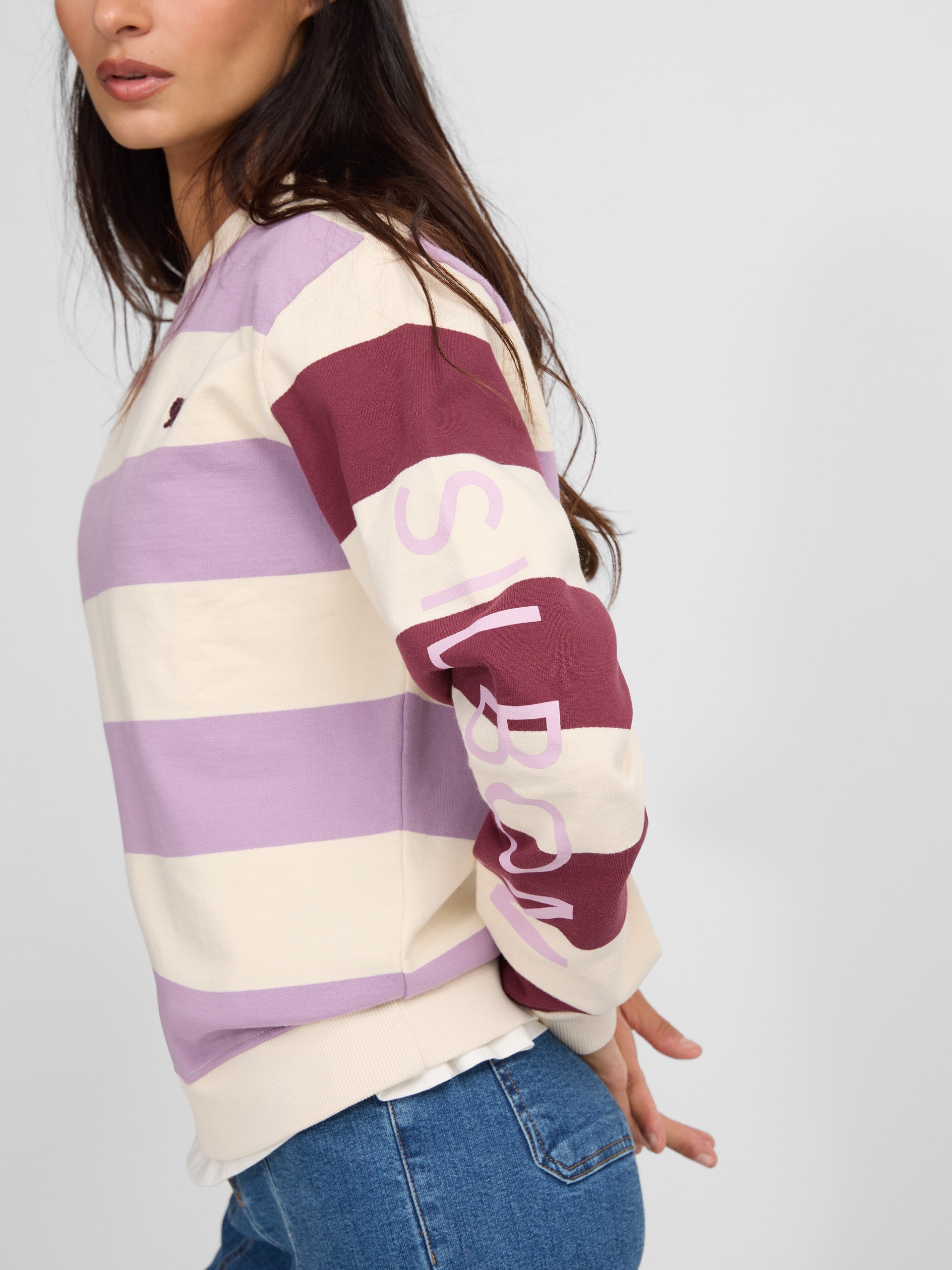 Sudadera woman rayas silbon moradas