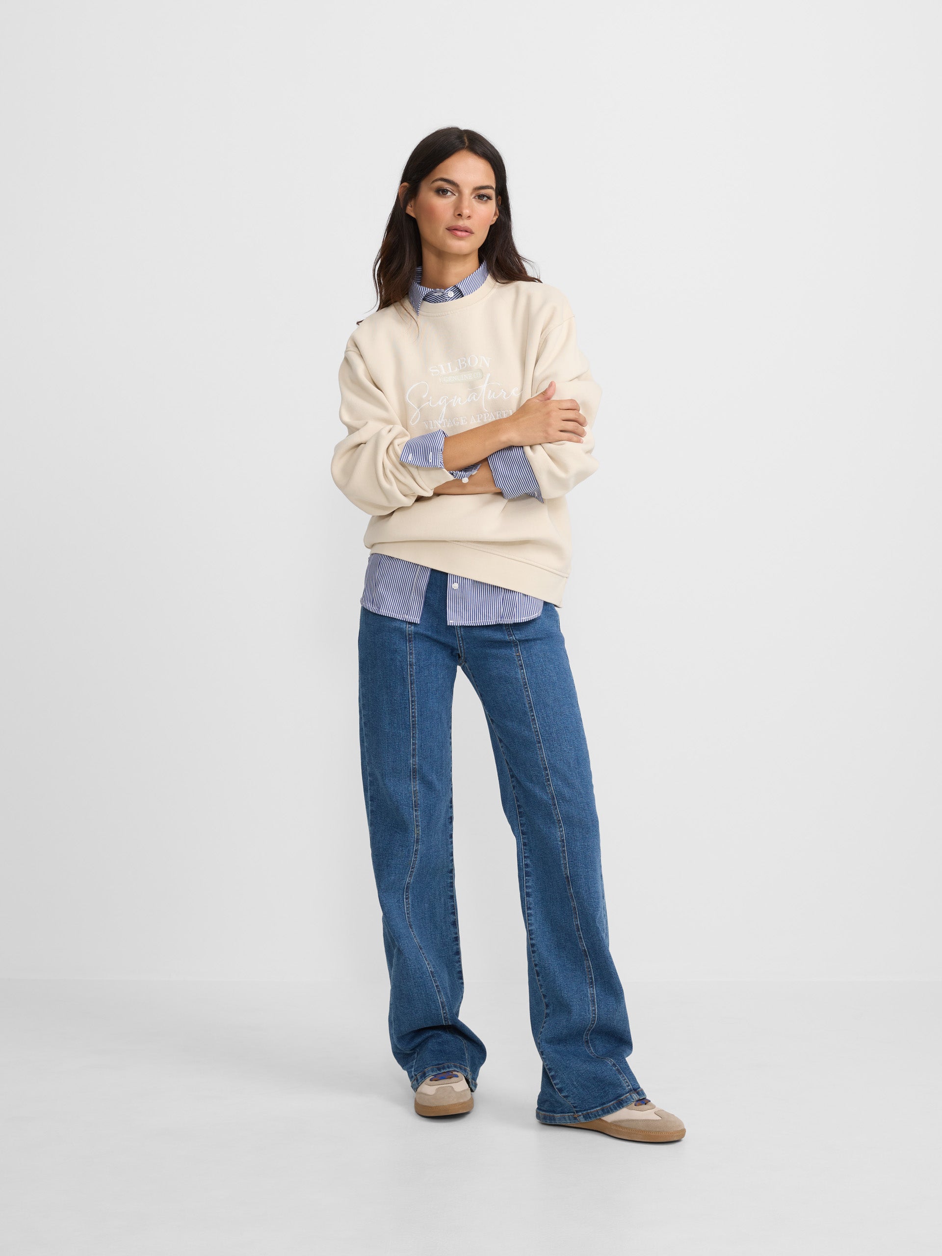 Sweatshirt woman signature bege