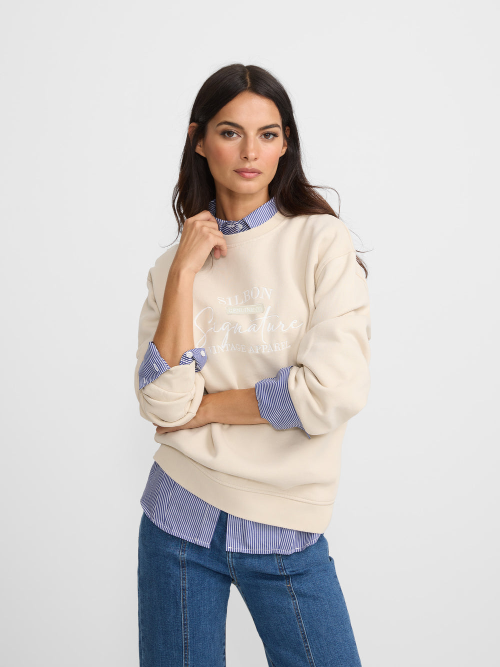 Sudadera woman signature beige