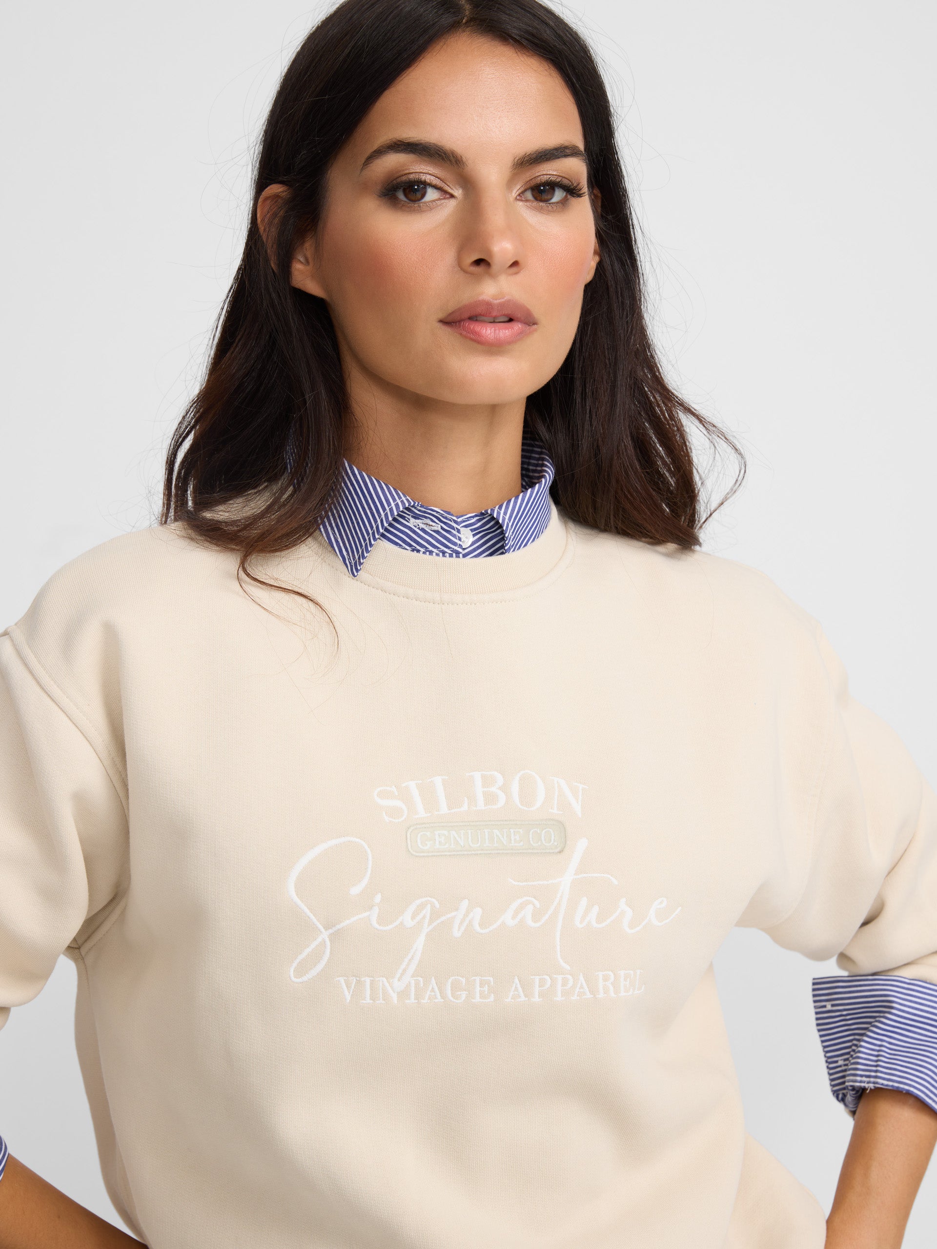 Sweatshirt woman signature bege