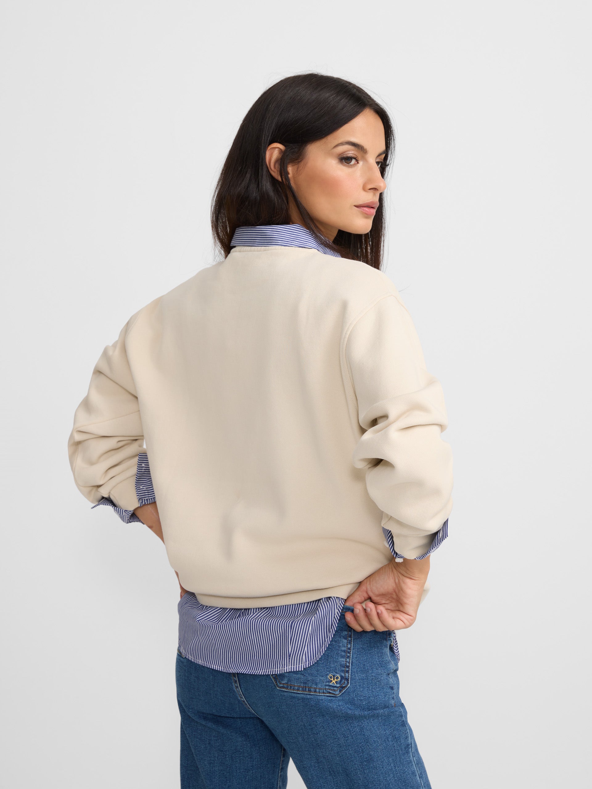 Sweatshirt woman signature bege