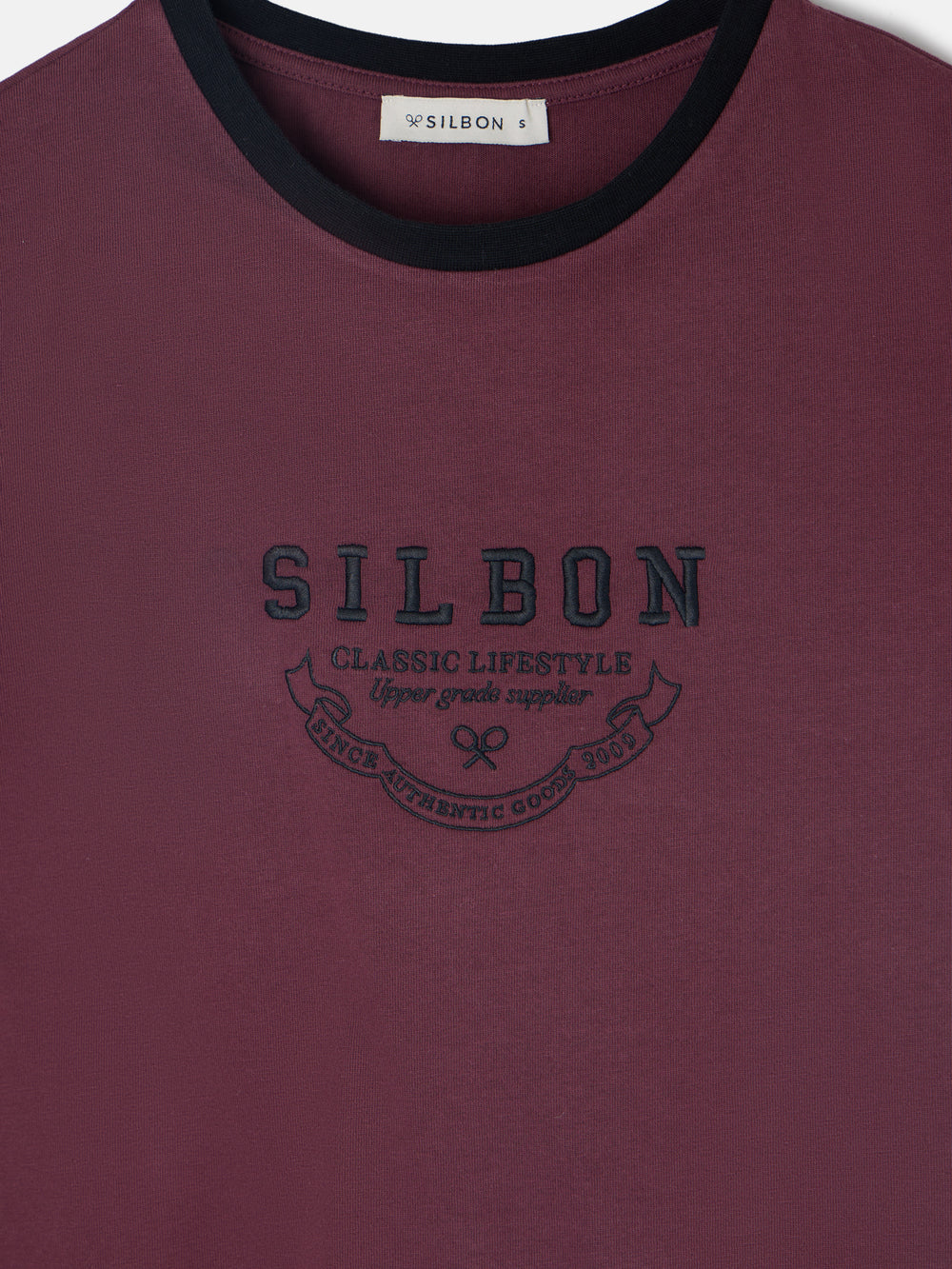 T-shirt bordeaux Silbon Varsity pour femme