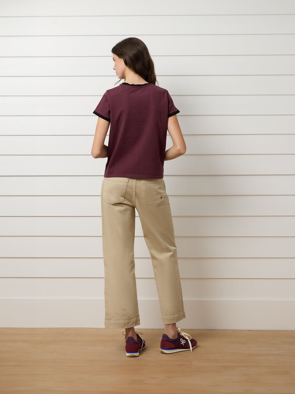 T-shirt bordeaux Silbon Varsity pour femme