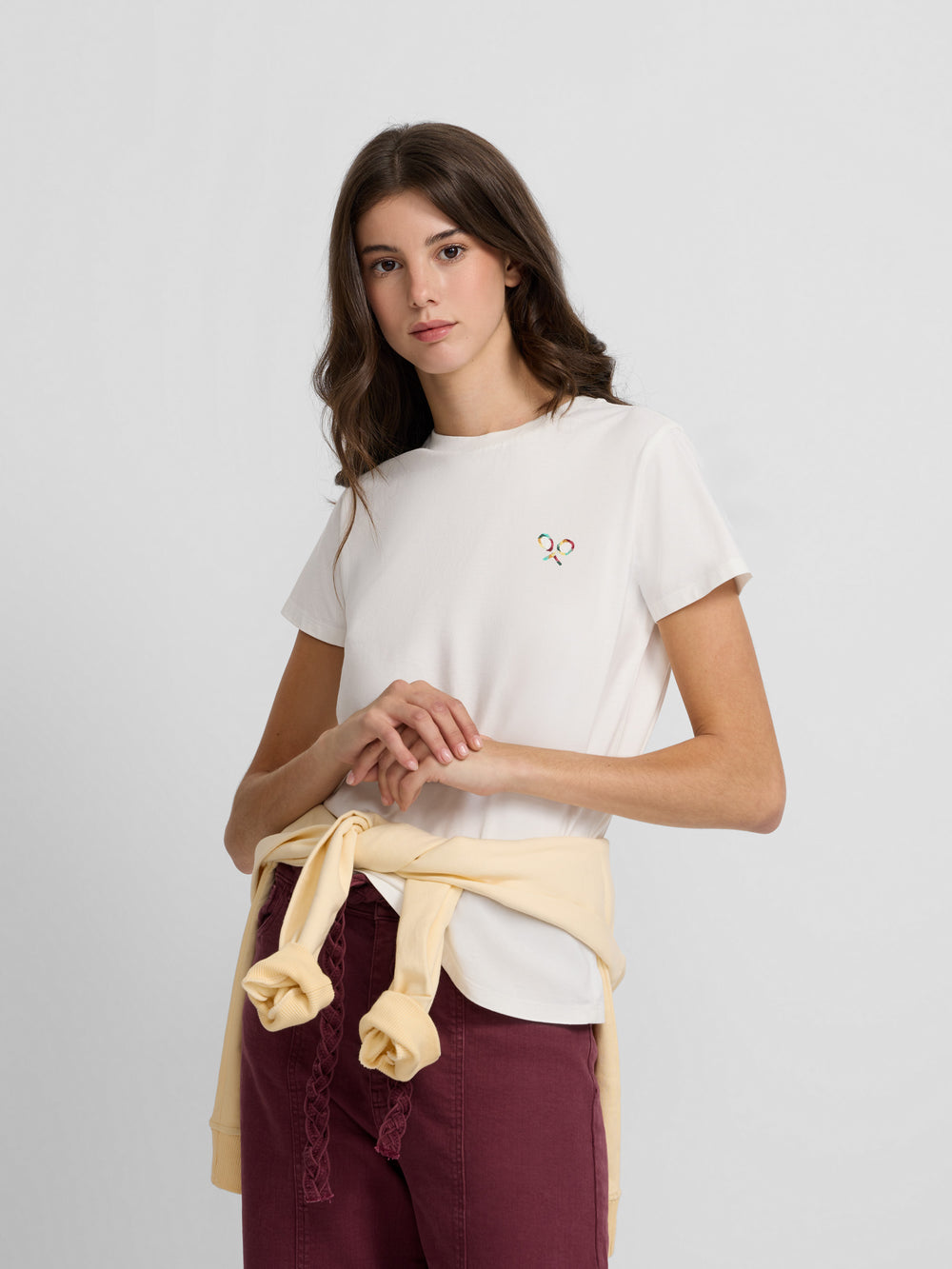 Woman break the routine white t-shirt