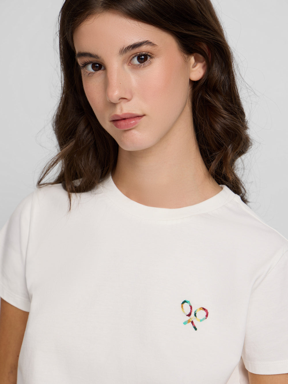 Woman break the routine white t-shirt