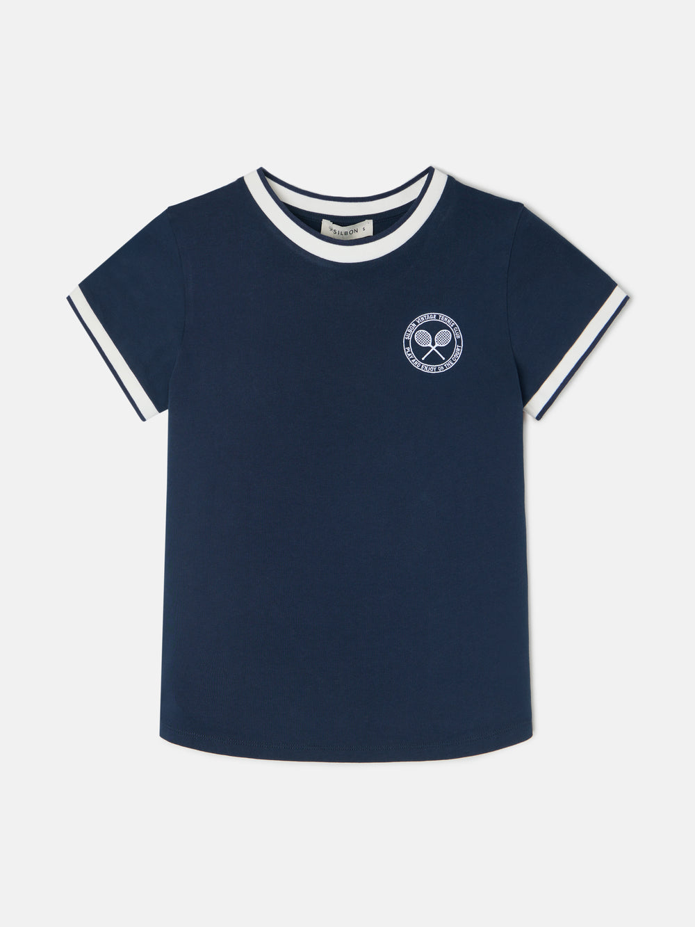 T-shirt mulher varsity azul-marinho