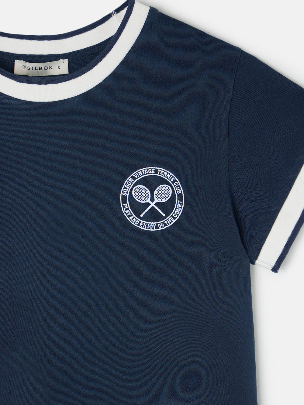 T-shirt mulher varsity azul-marinho