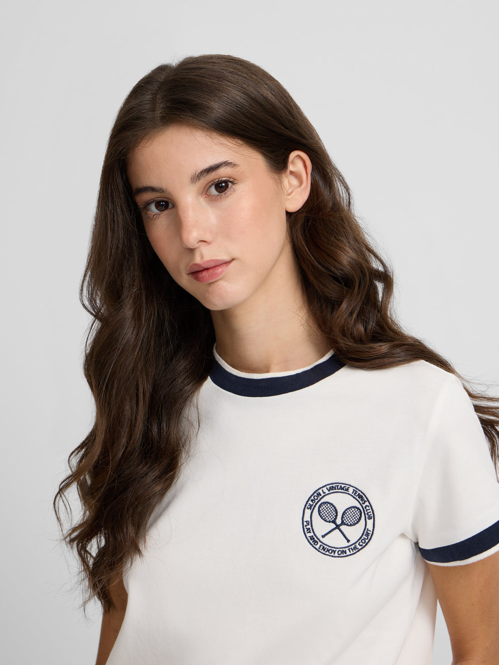 T-shirt universitaire blanc pour femme