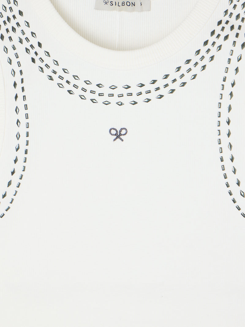 Camiseta woman tank top tachas blanca