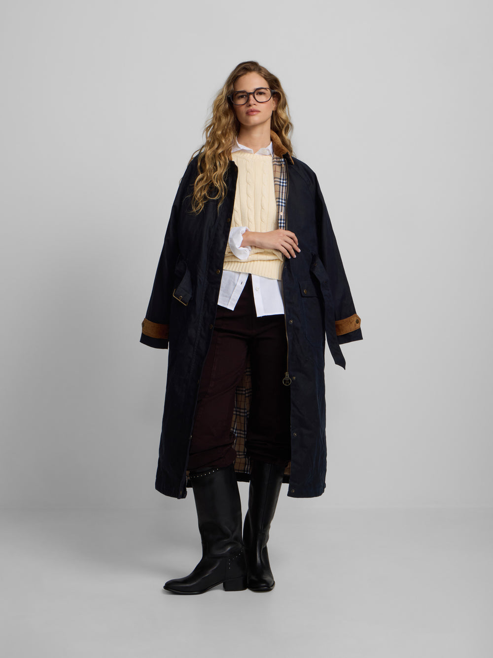 Parka larga encerada azul marino