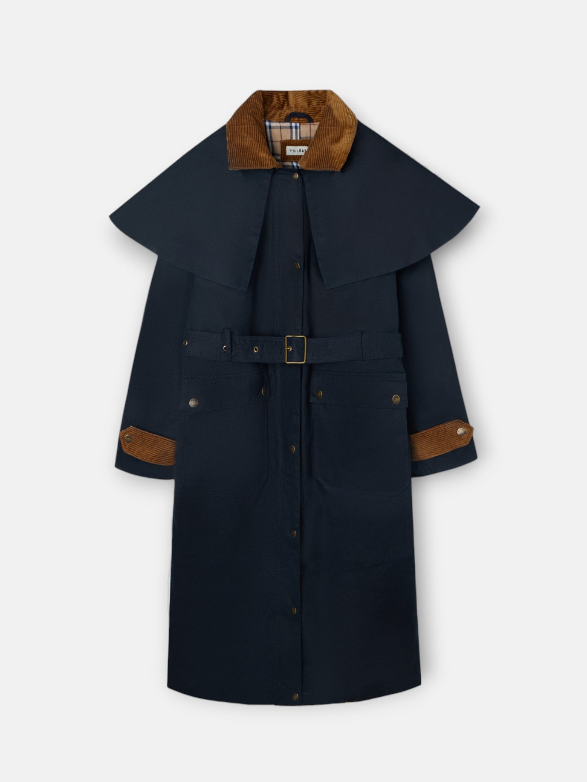 Parka larga encerada azul marino