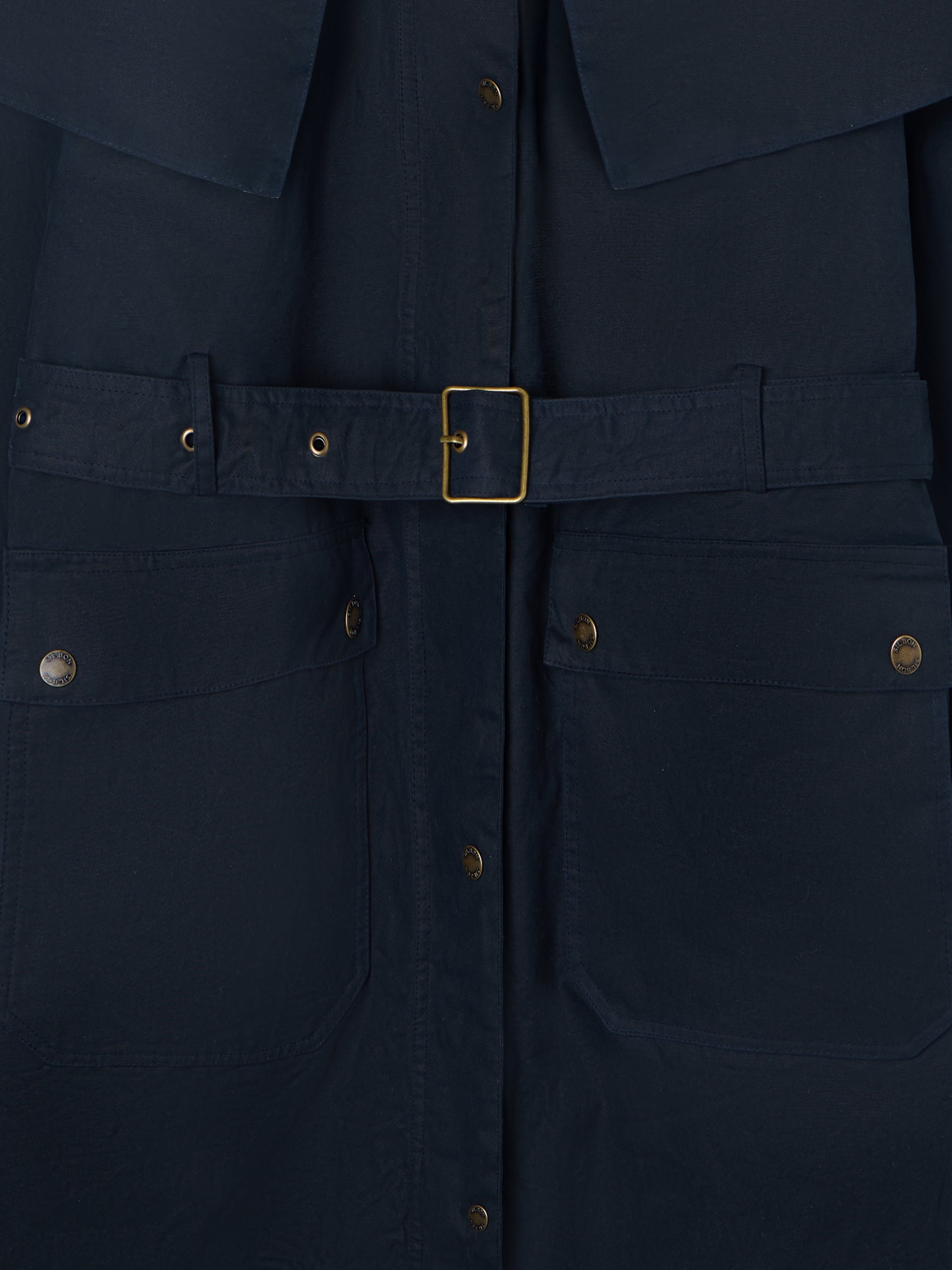 Parka larga encerada azul marino