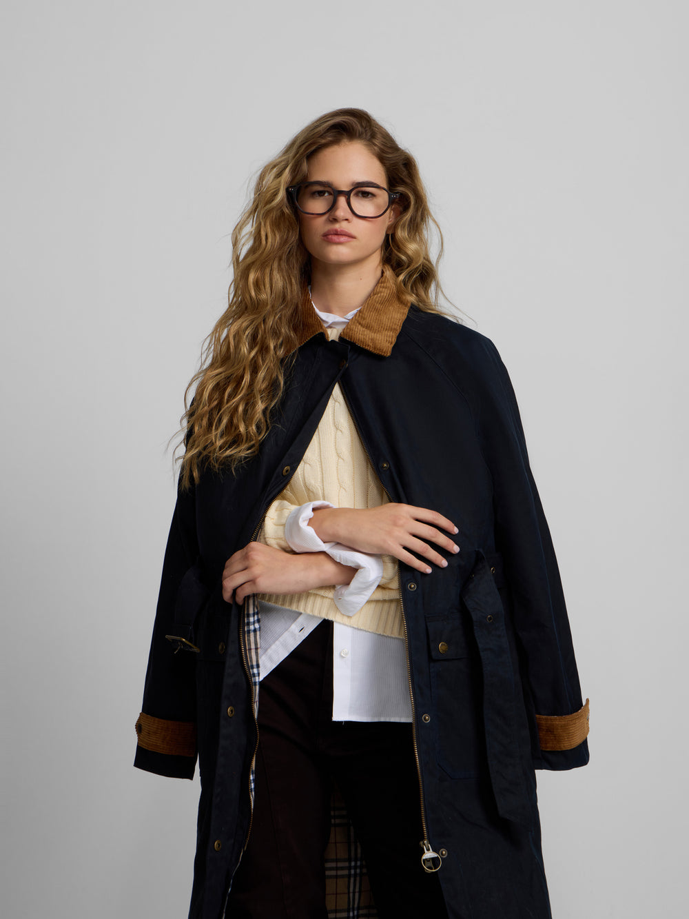 Parka larga encerada azul marino