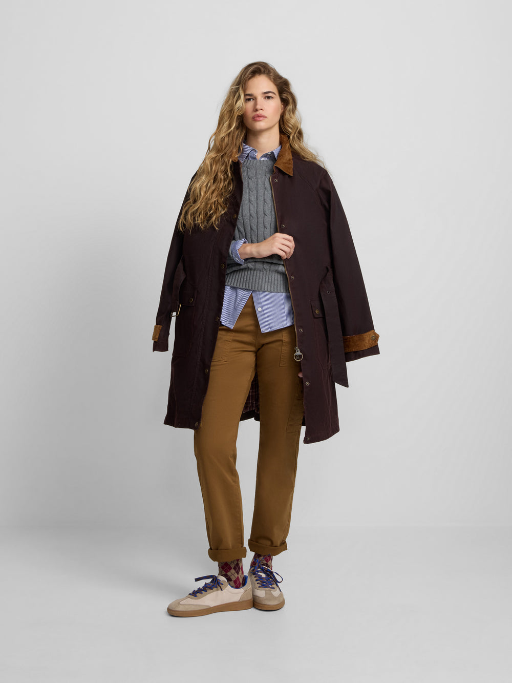 Parka larga encerada marron