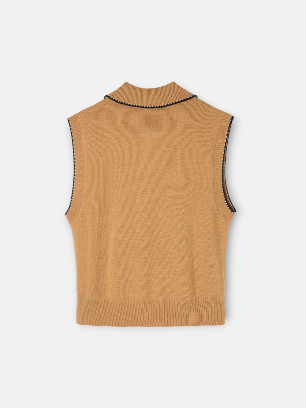 Chaleco detalles pespuntes camel
