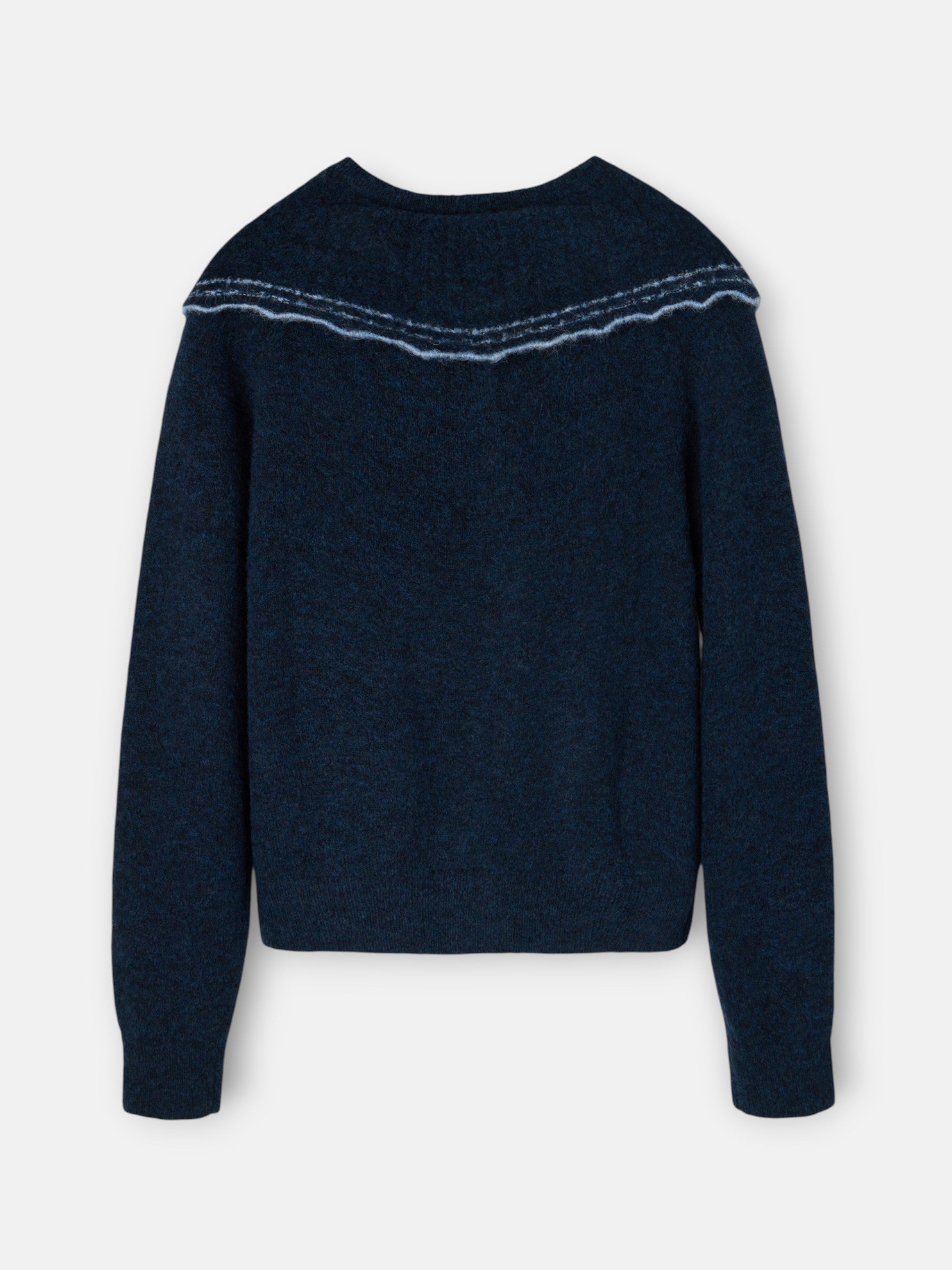 Cardigan à col boutonné contrasté bleu marine