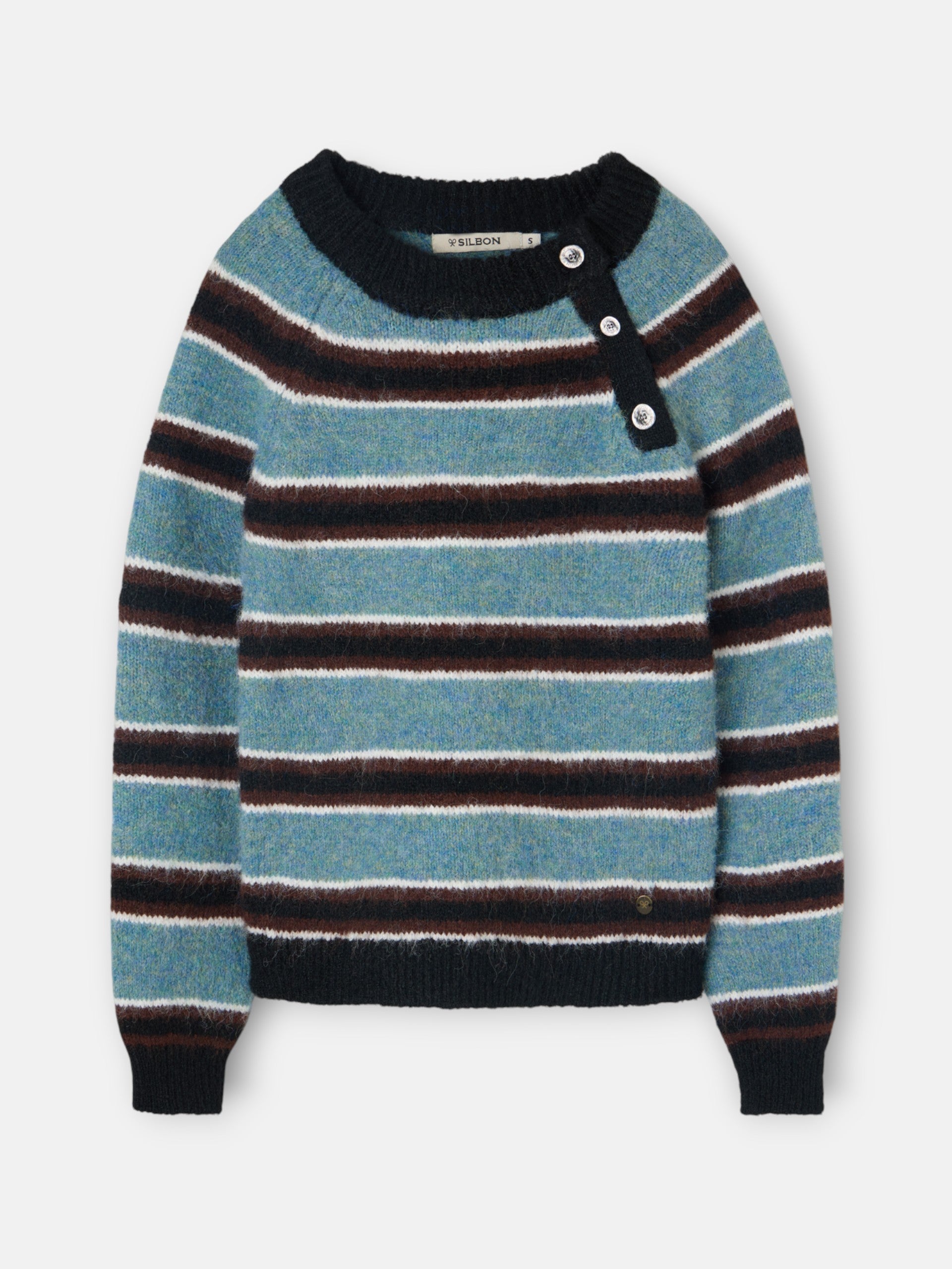 Jersey botones rayas azul y negro