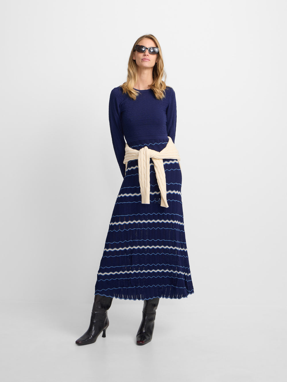 Vestido punto espigas azul