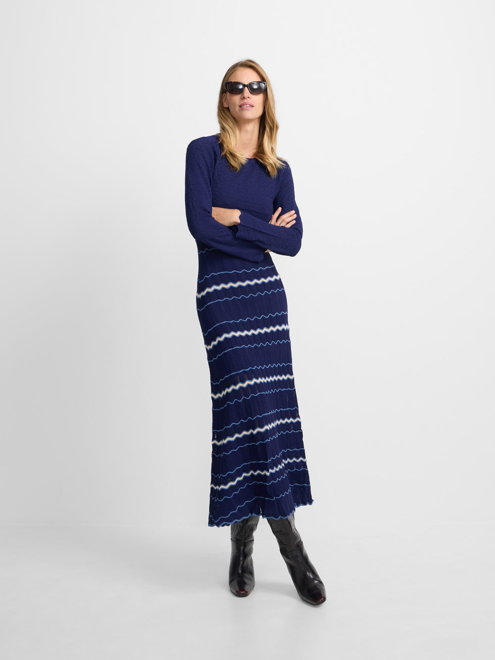 Vestido punto espigas azul