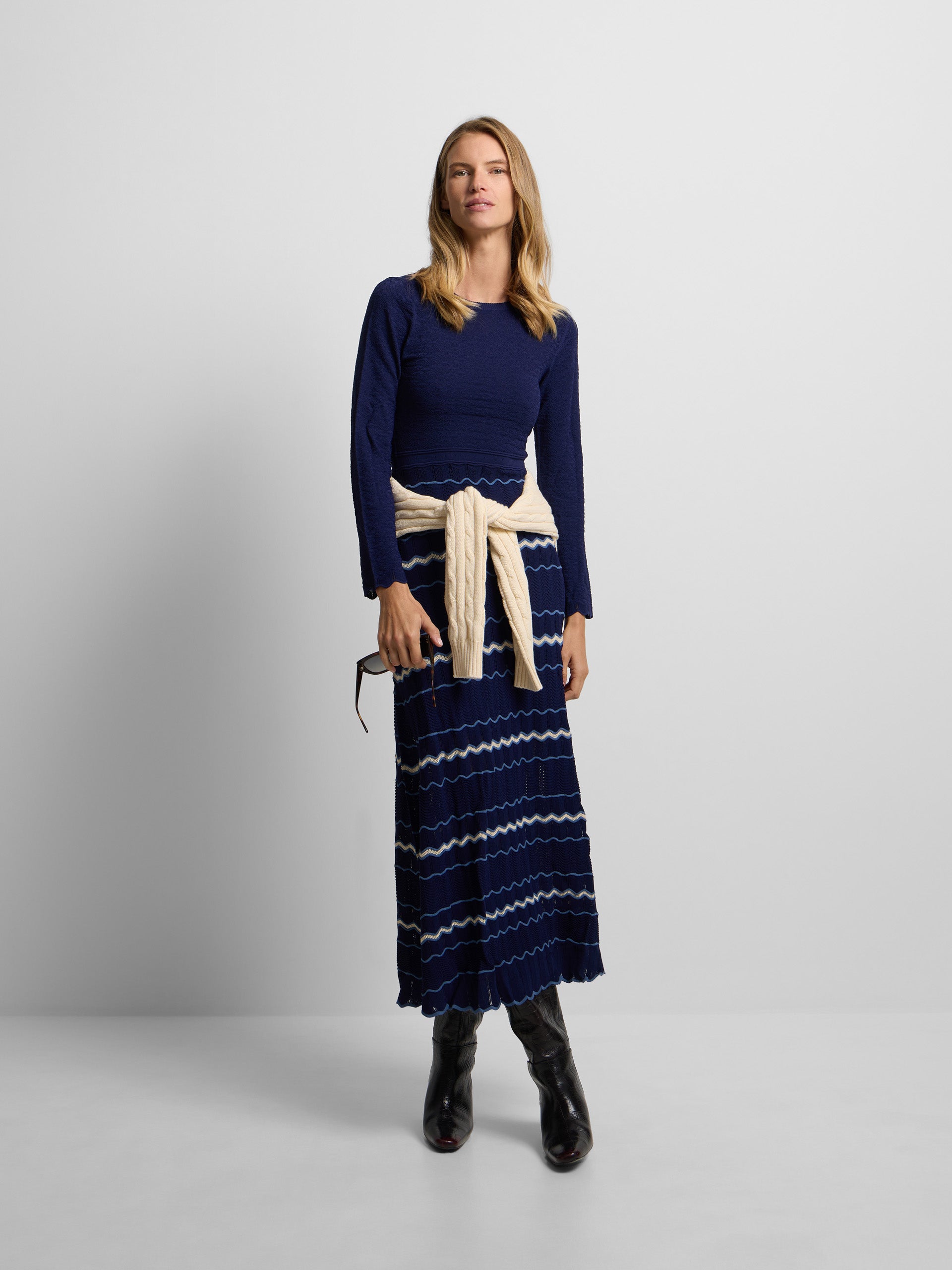 Vestido punto espigas azul