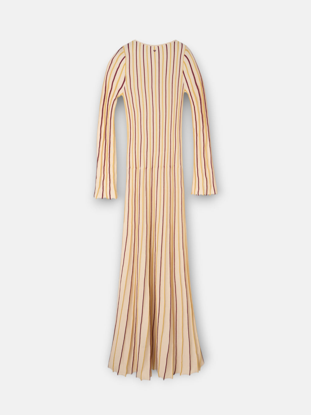 Vestido de malha às riscas bege