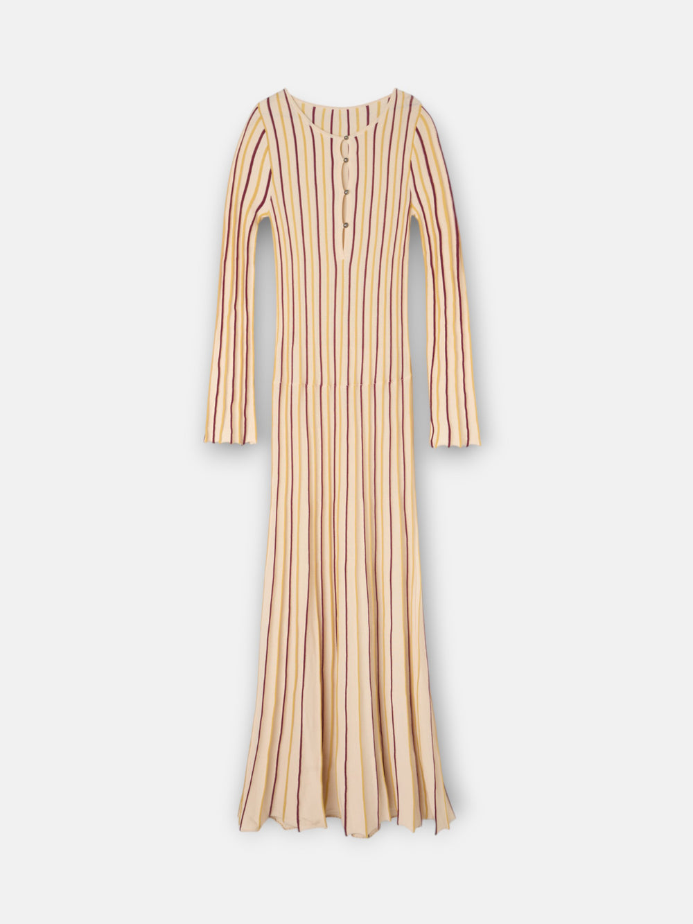 Vestido de malha às riscas bege