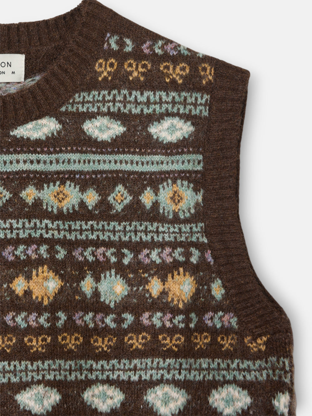 Chaleco punto lazada jacquard marron