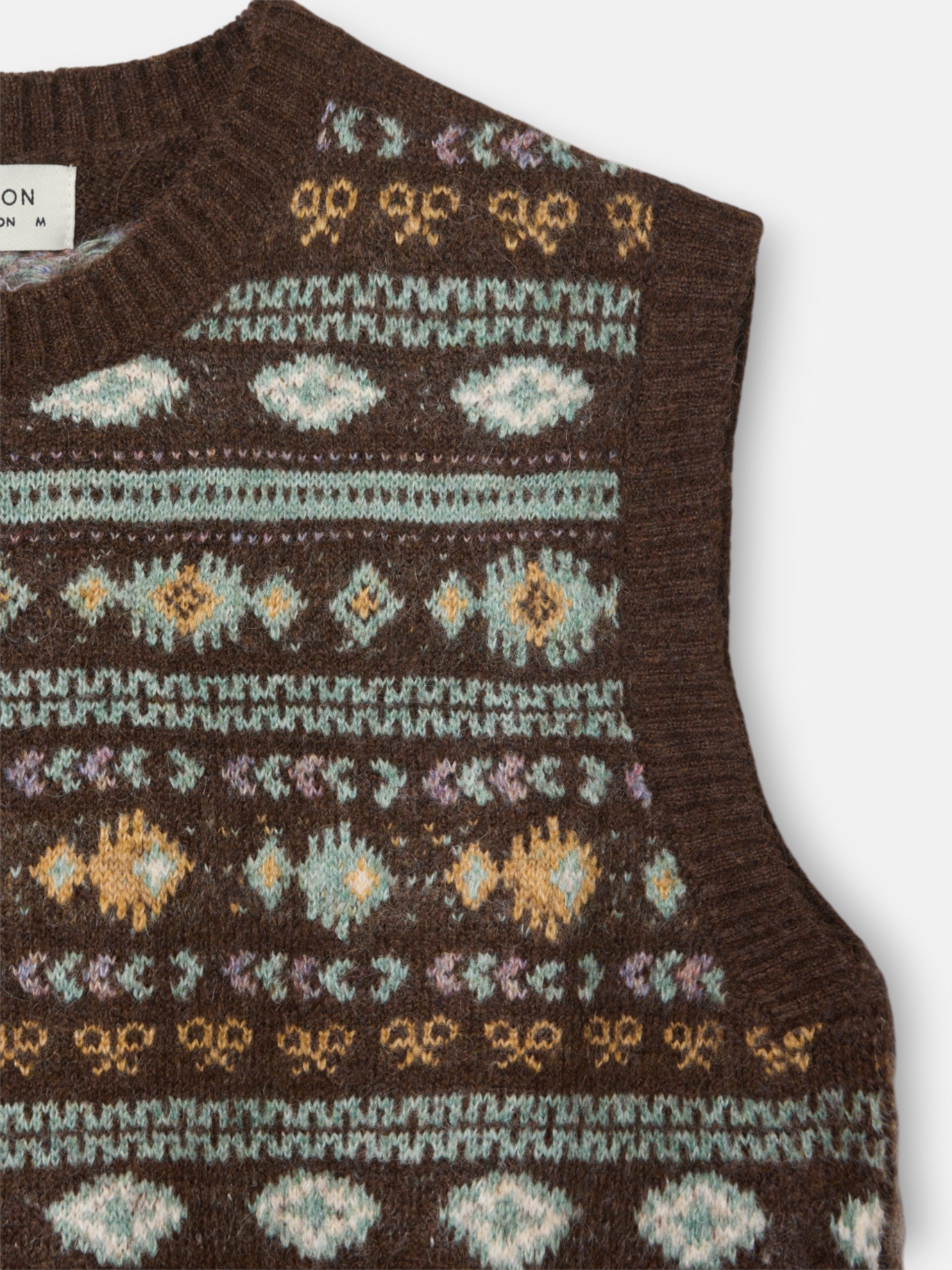 Chaleco punto lazada jacquard marron