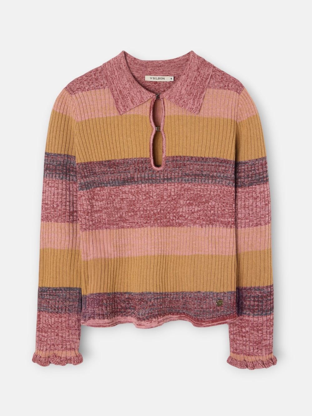 Pull en maille rayé rose