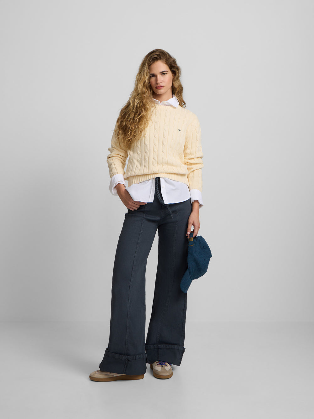 Pull écru en maille huit